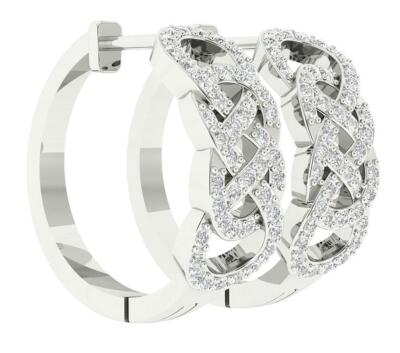 Designer Reifen Huggies Ohrring I1 G 0,95 Ct Rund geschnitten Diamant 14K Gold Zinken Set
