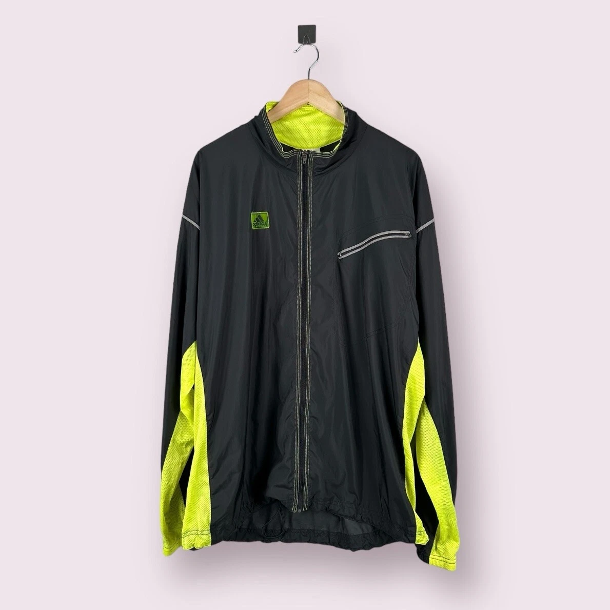 Mens Y2k ADIDAS Lightweight Running Full Zip Jacket Black & Green Size XL
Opens in a new window or t