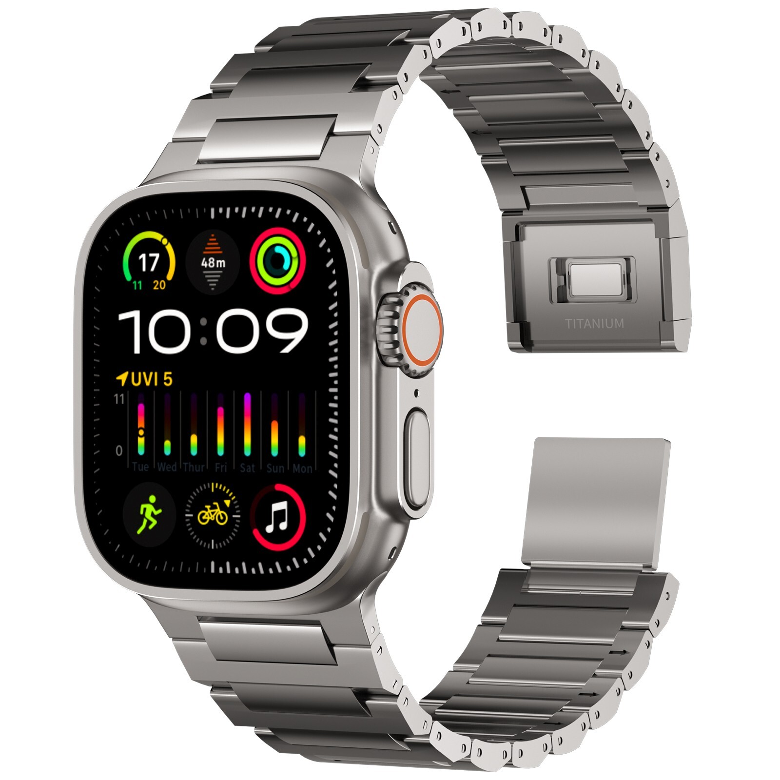 Grade 4 Titanium - Full Titanium Watch Band with Magnetic Clasp for Apple Watch