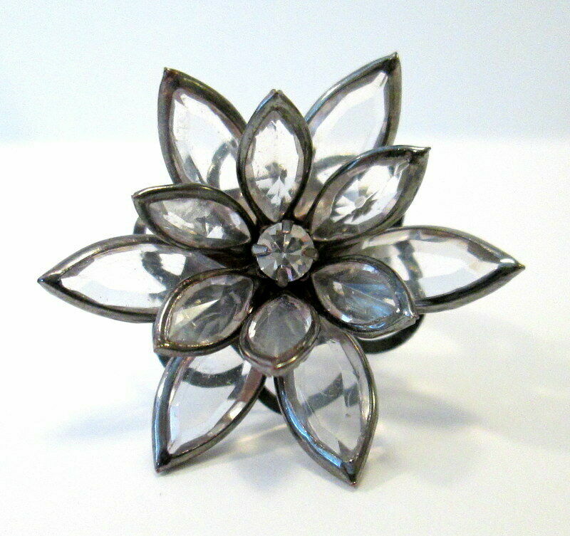 Adjustable Lotus Flower Statement Ring Framed Cle… - image 1