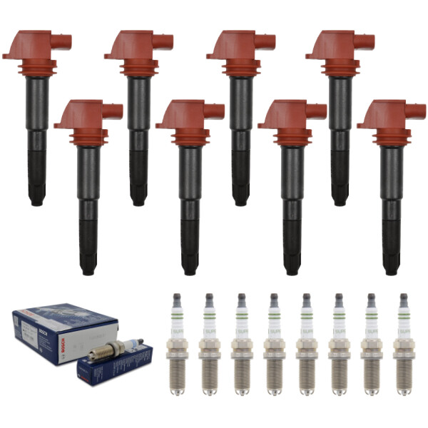 New Set of 8 Ignition Coil  Bosch Spark Plug for Porsche Cayenne Panamera 4.8L