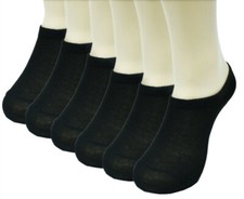 3-12 Pairs Womens Ankle Liner Black Solid Invisible No Show Cotton Boat Socks