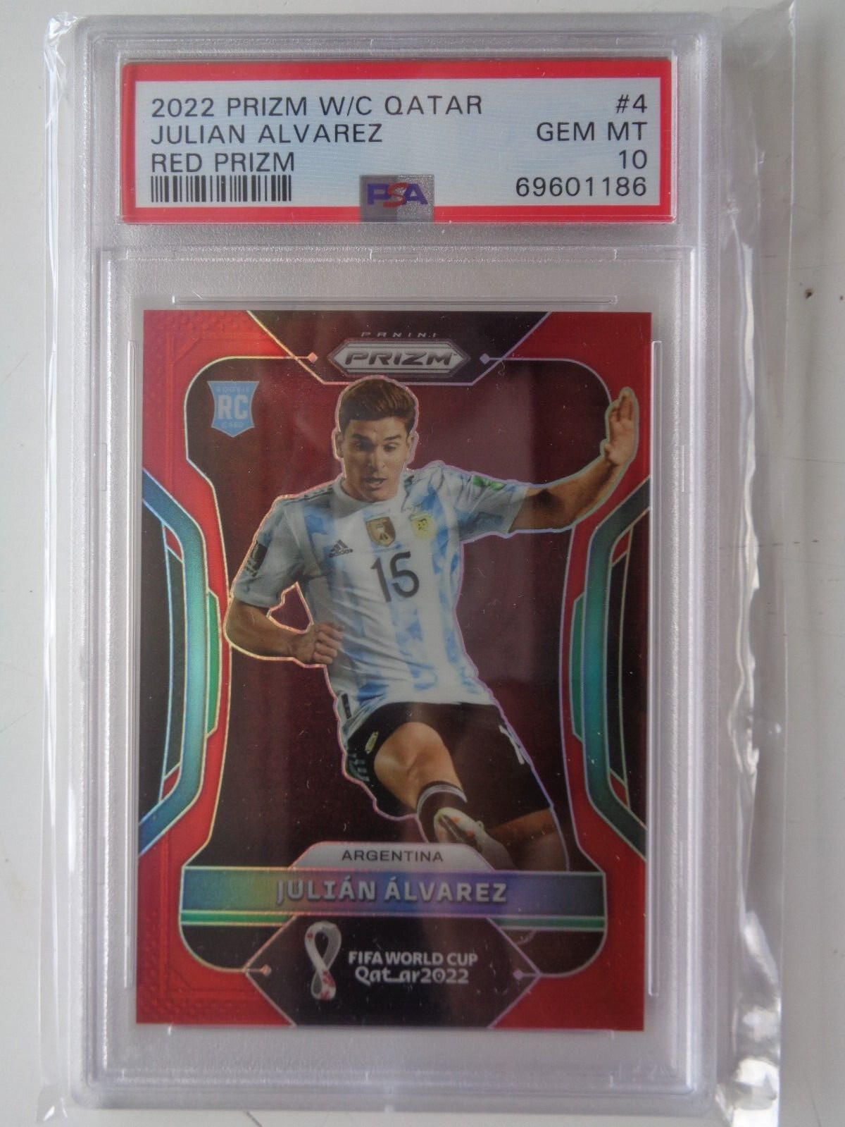 2022 Panini Prizm World Cup Qatar Red 94/399 Julian Alvarez #4 PSA 10 GEM MT
