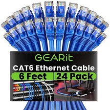 GearIT Cat 6 Ethernet Cable 24Pk 6 Ft Patch Cable Network Internet 550 MHz