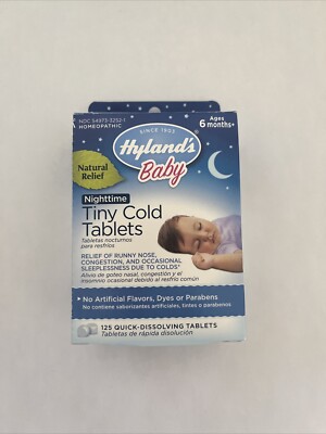 Hyland's Baby Nighttime Tiny Cold Tablets 125 Quick Dissolving Tablets New
