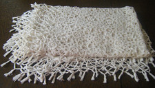 Antique lace tablecloth hand crochet lace knotted fringes kitchen size 60"x80"