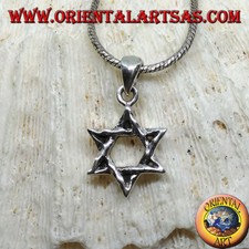 Ciondolo Argento 925 ‰  stella di Davide battuta (stella ebraica)