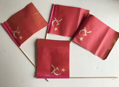 Drapeau Fanion URSS Vintage Original 1986 - 52x32 Cm - Bannière Communiste Collection