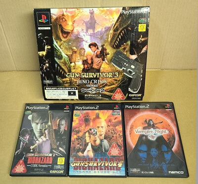 PS2 Gun Survivor 2 3 4 + GUNCON 2 + Vampire Night 4 Games Japanese NTSC-J Namco