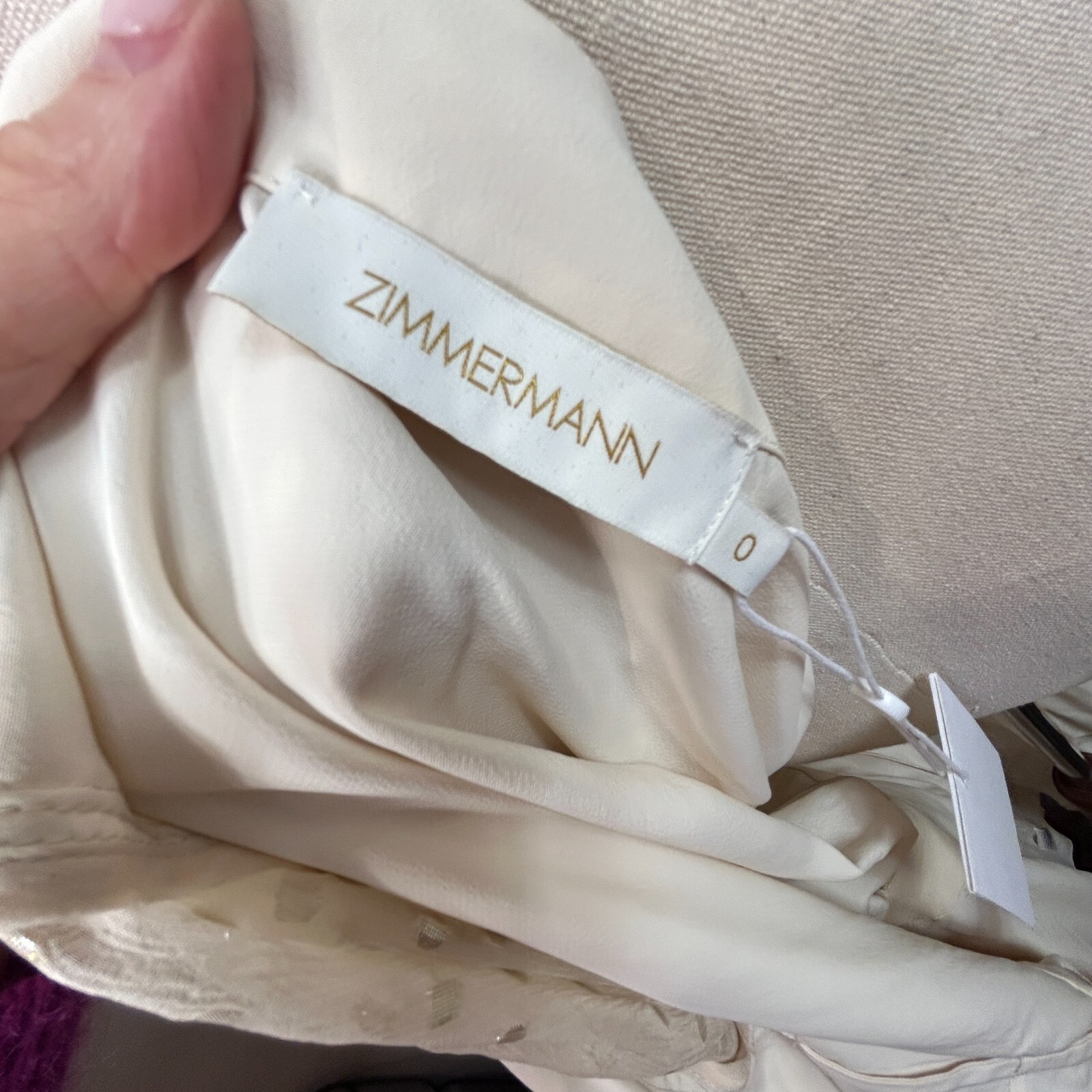 Zimmermann Lurex Wrap Midi Dress BNWT Size 0 AU 8 US 4 Silk Cream Gold NEW