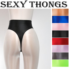 Womens Mens Shiny Satin Glossy Wet Look Panties Thong G-string Hipster Underwear