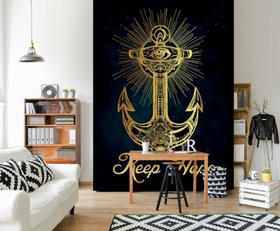 3D Golden Anchor ZHUA550 Wallpaper Wall Murals Removable Self-adhesive Zoe