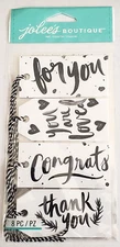 JOLEE'S BOUTIQUE Black & White Brushy Sentiment Tags - 8pcs