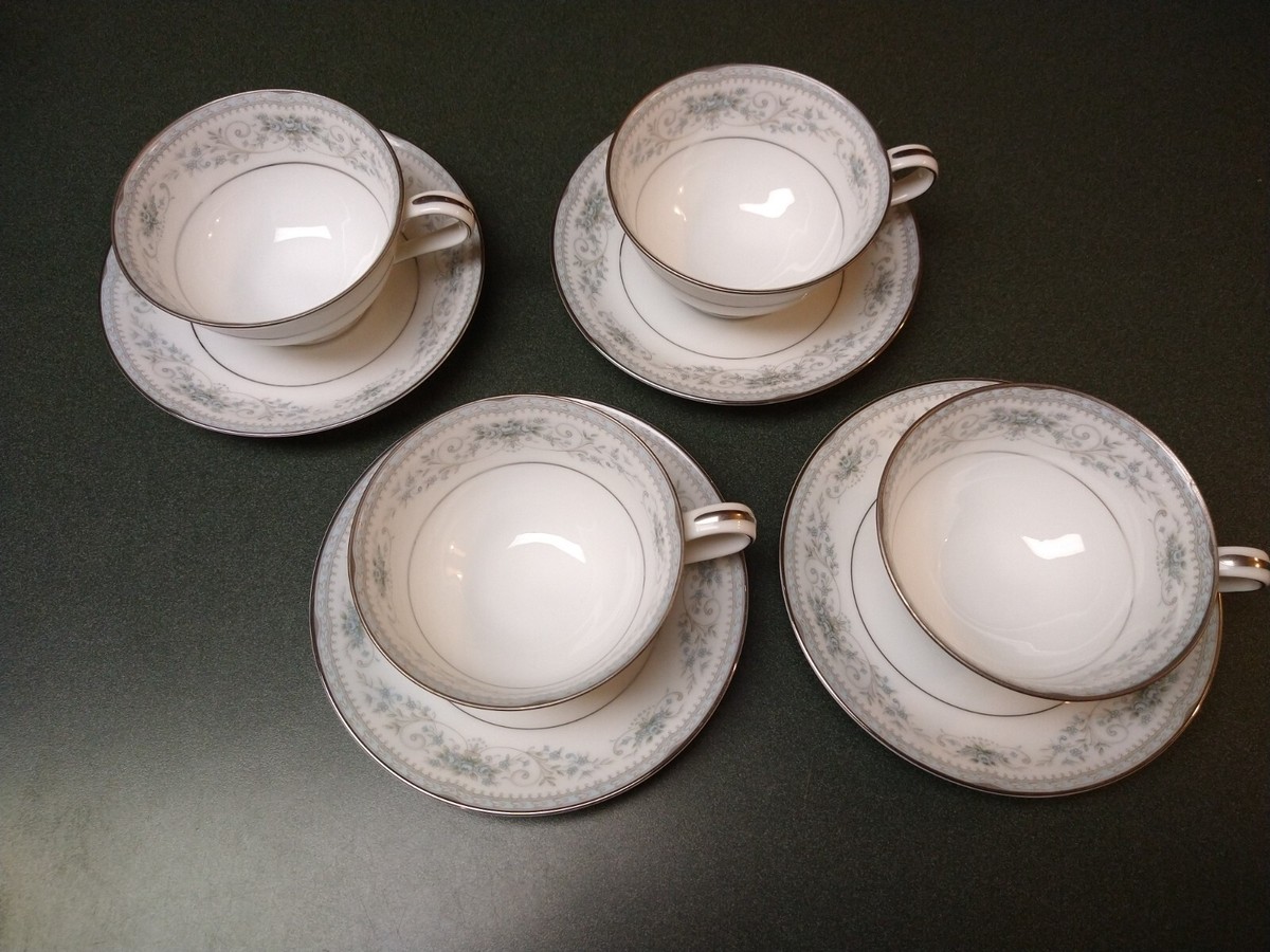 Vintage Noritake China Colburn 6107 Tea Cup & Saucer Silver Trim