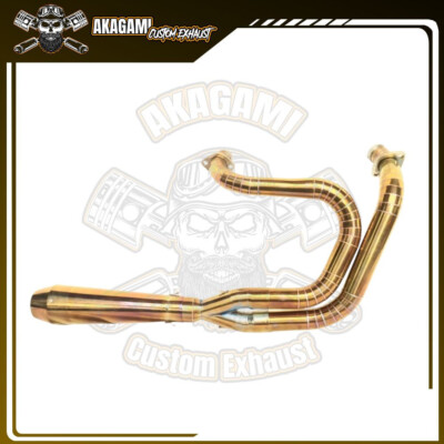 Full Custom Exhaust Fit For Harley-Davidson SPORTSTER Pipe 2 into 1 Gold Series