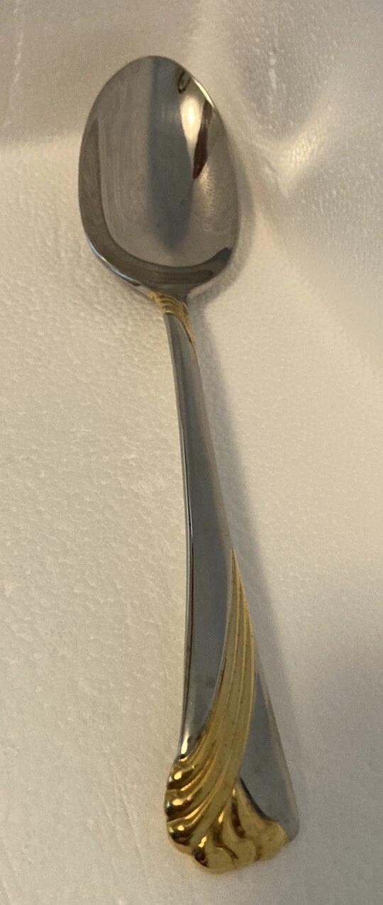 Lenox KELLY GOLD Accent Stainless 18/8 Korea Gloss Flatware SERVING SPOON 8 3/4"