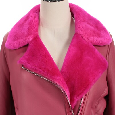 L'agence NWD Niri Shearling 100% Leather Jacket Size Small in Pink