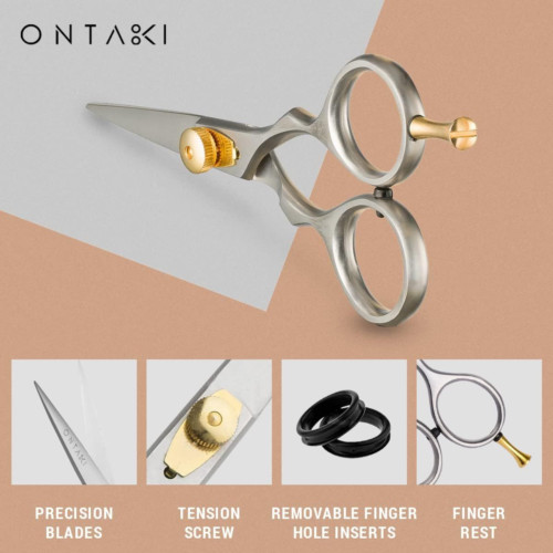 Ontaki Premium Hand-Forged Mustache & Beard Scissors 5.5" Silver, Satin