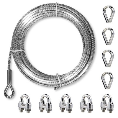 3/8'' Stainless Steel Aircraft Cable Wire Rope Type 7x19 Type 304 (100 Feet)