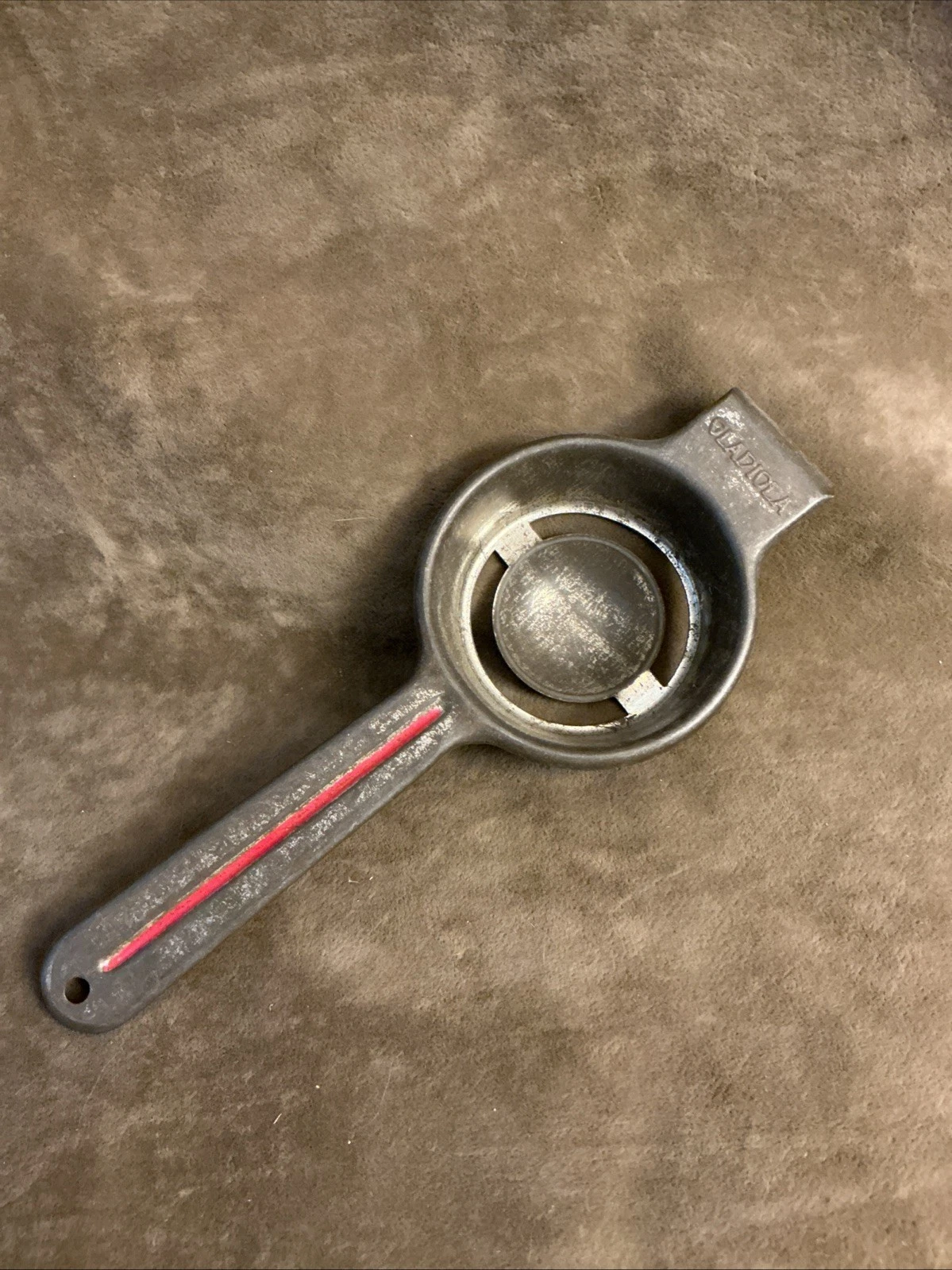 Circa 1940s Gladiola flour advertising pressed steel metal egg separator
Opens in a new window or ta