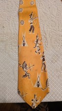Vintage Horne's 1940s Woodsmen of the East Native American Indian Archery Tie