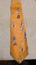 Vintage Horne's 1940s Woodsmen of the East Native American Indian Archery Tie