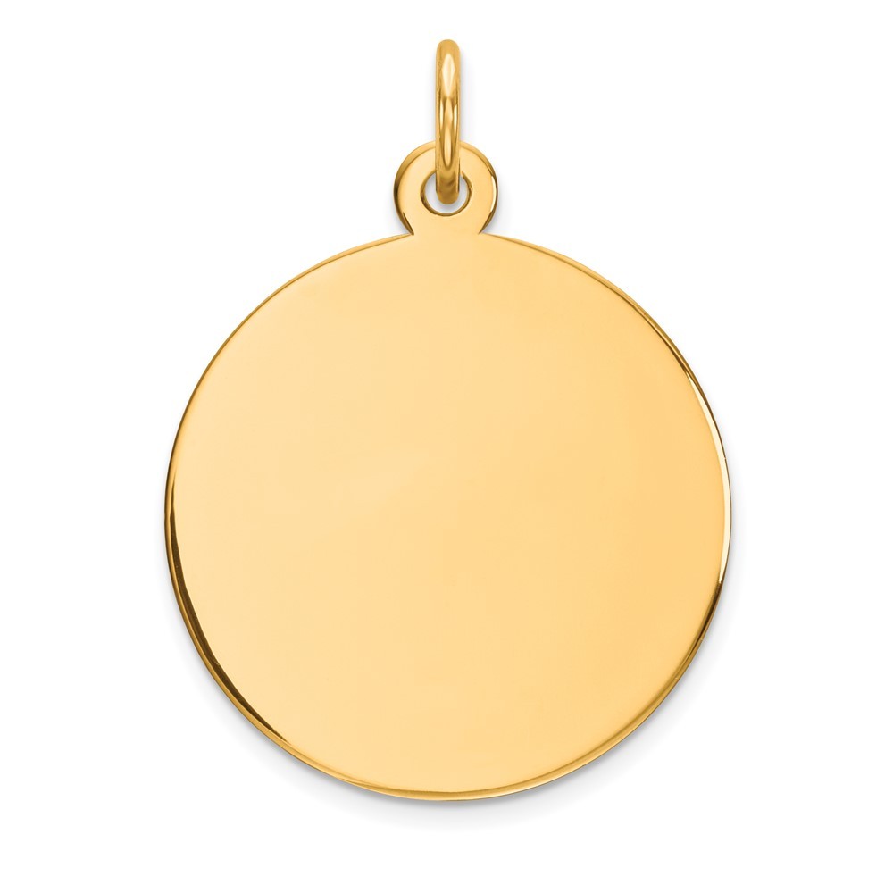 10k Yellow Gold Plain 0.013 Gauge 19x19mm Circular Engravable Disc Charm Pendant