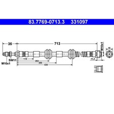 Bremsschlauch ATE 83.7769-0713.3 für Porsche VW Cayenne Touareg