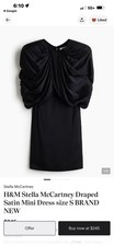 Stella McCartney For H&M Draped Satin Mini Dress NWT- Size Medium Black Sold out