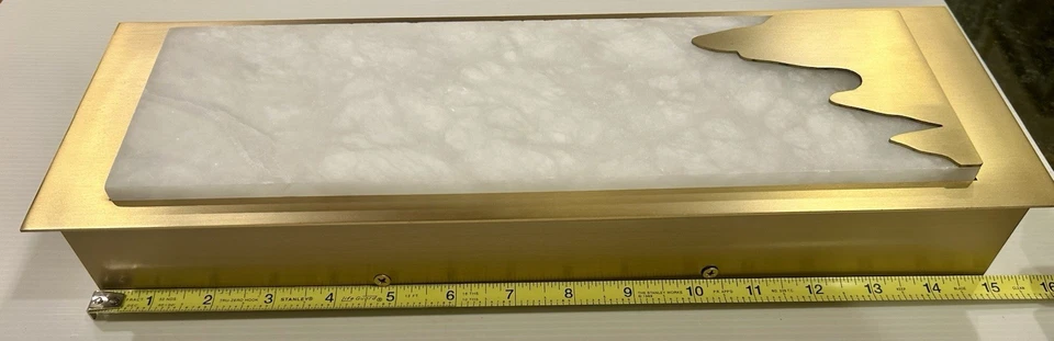 12” x 5” Modern Gold & Marble Alabaster Wall Sconce Vanity Entryway Lighting NIB - Image 4 of 4