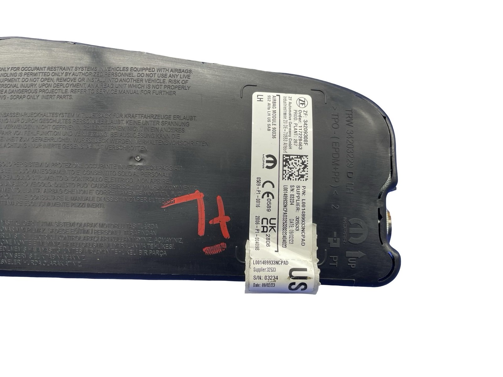 2023-2026 MASERATI GRECALE M182 FRONT LEFT AIR SEAT BAG SRS ASSEMBLY 34203229