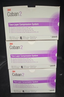 LOT OF 3 COBAN 2 LAYER COMPRESSION BANDAGE SYSTEM 3M 2094N NEW UNUSED