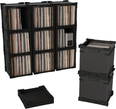 Humminguru Flexicube Vinyl Record Storage Box   Stackable Organizer for 12  Reco