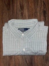 Polo Ralph Lauren Shirt Men's XL Button Up Long Sleeve Green White Plaid Stripe
