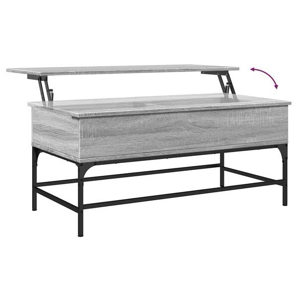 Couchtisch Wohnzimmertisch Aufklappbar Grau Sonoma 100X50X45 Cm Spanplatte-image