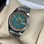 vintage Refurbished seiko 5 automatic Green dial stainless steel men's watch