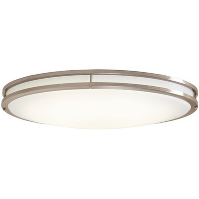Oval ceiling Light Fixture, White Acrylic Lens, Brushed Nickel