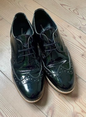 ROBERTO SANTI   Damen Loafer 38 Halbschuhe Lack Leder Schwarz   wie NEU