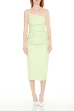 Forever 21 One Shoulder Ruched Midi Dress Green Size S Women’s Party Cocktail