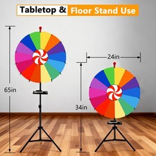 24" Prize Wheel 14 Slots Color Spin Wheel Adjustable Spinner Game