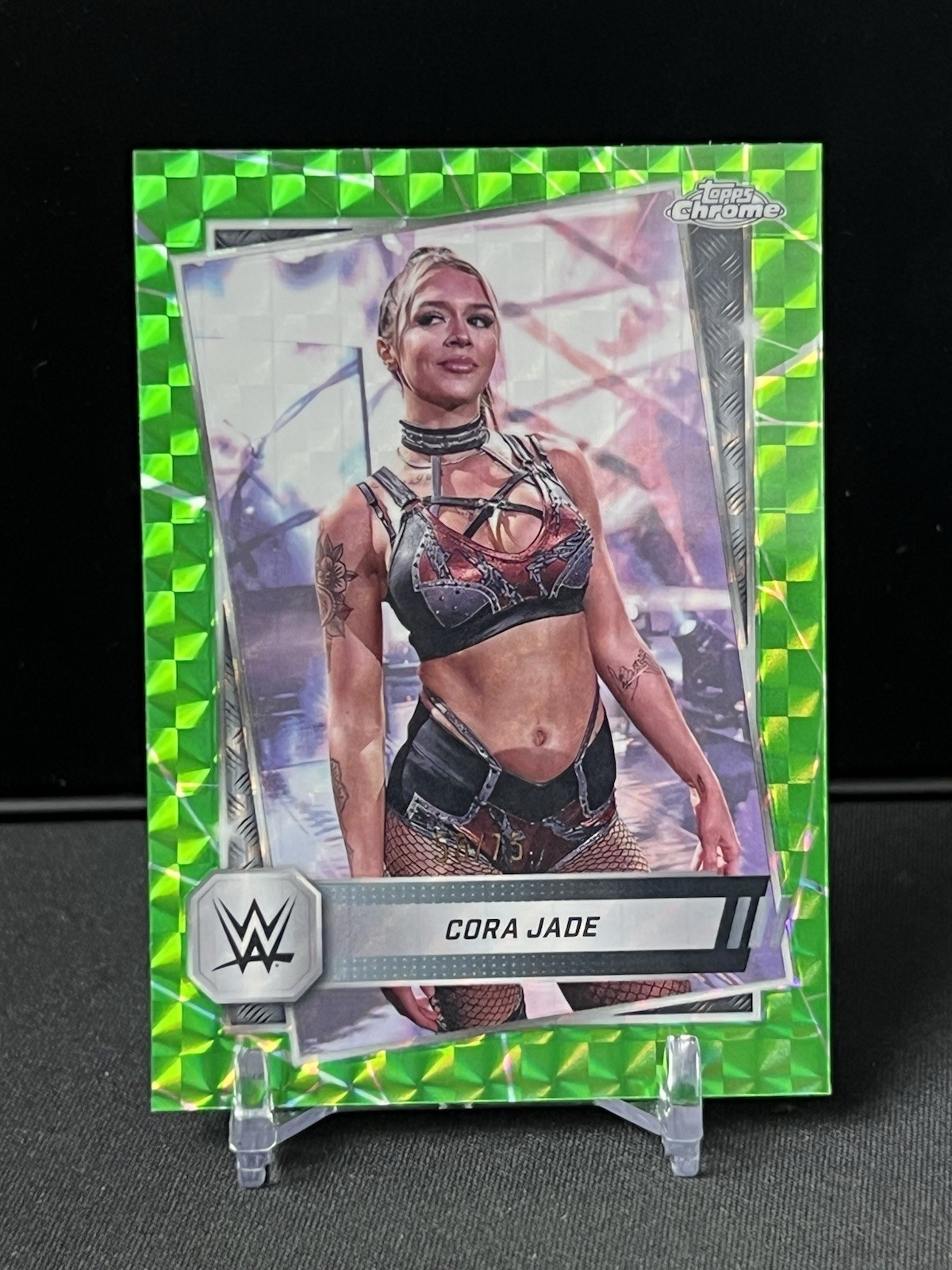 2025 Topps Chrome WWE Cora Jade Green Geometric Refractor /75 #136 NXT