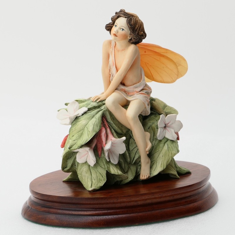Boarder Fine Arts JASMINE FAIRY Figurine w/ Wings, Sitting on Flowers - B0415