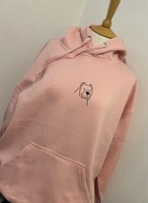 XL Bully Dog animal pet Design Hoodie Light Pink Unisex Hoody Hooded Embroidery
