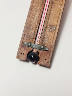 Vintage/Antikes hängendes Fahrenheit Thermometer aus Holz, Blutwärme, gemäßigt usw.