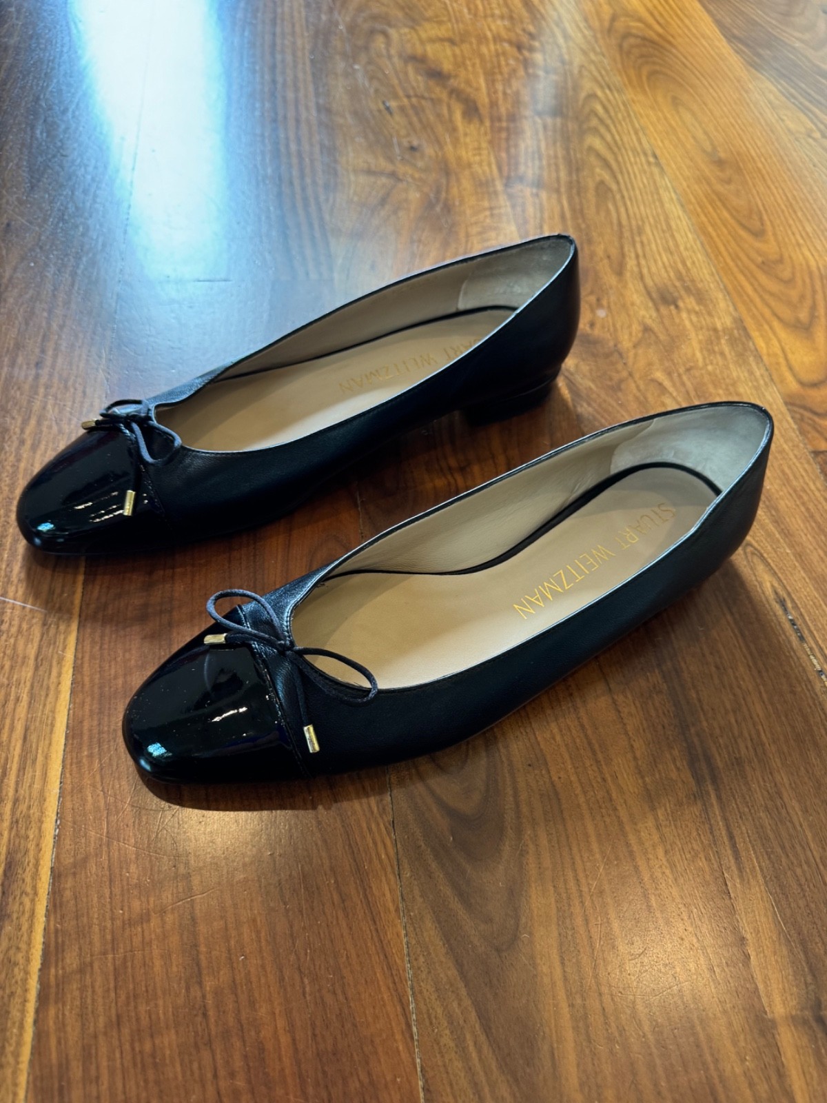 Stuart Weitzman Classic Black Cap Toe Ballet Flat… - image 3