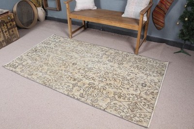 3,7x6,6 ft Area Vintage Rug, Turkish Rug, Gray Brown Handmade Wool Rug