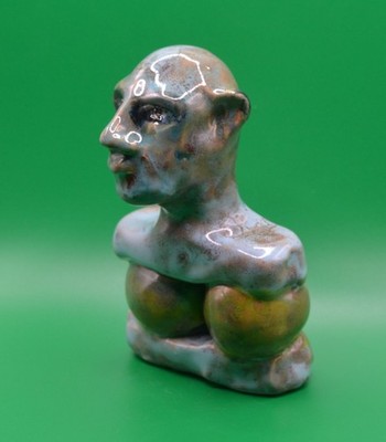 ''Man With Aplomb'' - Expensive Original Clay Sculpture. Hand made & glazed.