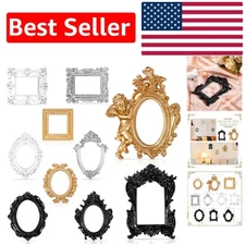 Rustic Antique Mini Frames Set for DIY and Home Decor - 10 Piece Collection