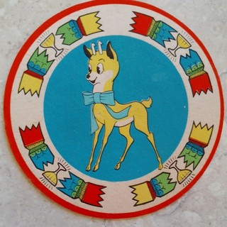 Babycham Bambi Celebrate With Babycham Christmas Cracker Vintage Beer Mat