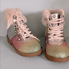 JUICY COUTURE Sparkling Rainbow Kids Boots with Faux Fur Toddlers 6